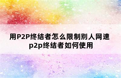 用P2P终结者怎么限制别人网速 p2p终结者如何使用